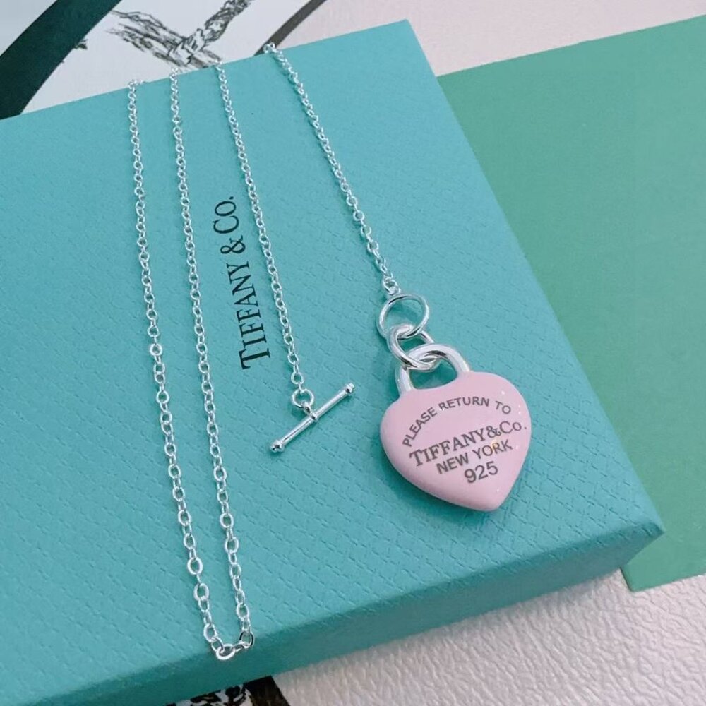 Tiffany & Co. Silver Necklace with Pink Heart Pendant - Picture 6 of 6